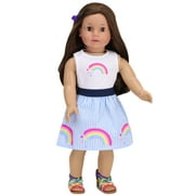 Sophias Rainbow Shirt and Striped Skirt for 18" Dolls, Multicolor