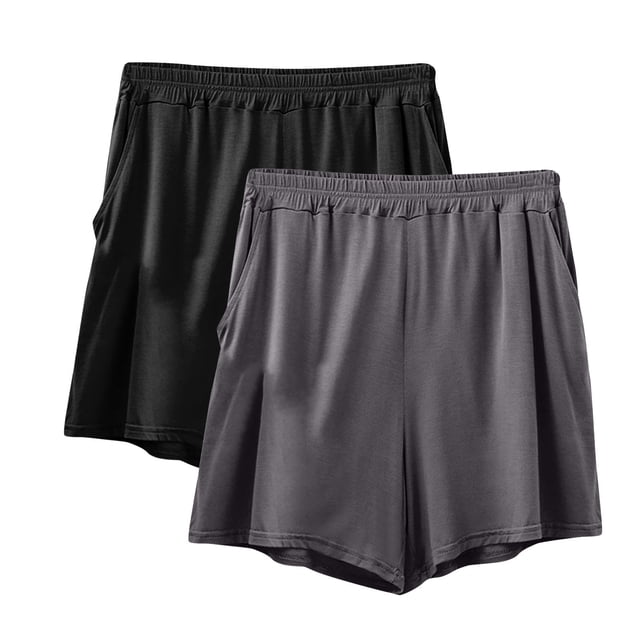 Plebaso 2 Pack Womens Plus Size Pajama Shorts Comfy Lounge Shorts Loose Solid Color Shorts with Pockets