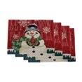 thumbnail image 1 of Mantel Individual de mezcla de lino y algodón con muñeco de nieve de 13X17 pulgadas, tapete lavable para mesa de comedor interior y exterior, mesa de cocina, 1 of 8