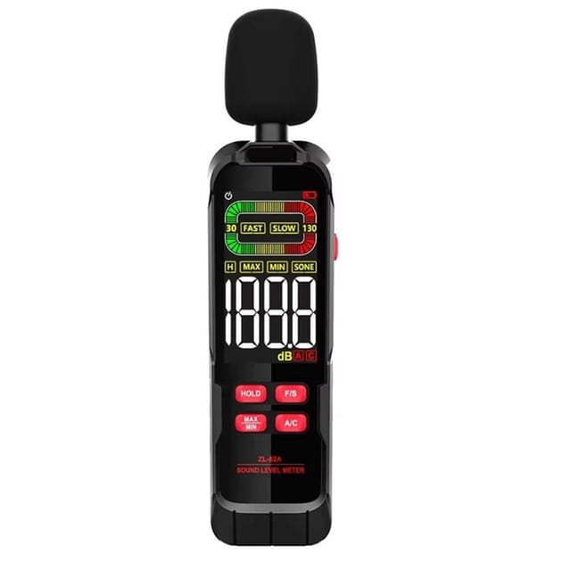 Medidor de de Sonido Digital con Ponderación CA de 30-130 DB y Carga USB, Decibelímetro Portátil, Medidor de Ruido en Decibelios ZL82A