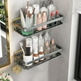 thumbnail image 3 of Clearance Kitchen! Zuioae Hole-Free Bathroom Storage Rack Bathroom Shelf Toilet Toilet Washbasin Supplies Wall-Mounted Wall Storage Rack(Qty: 1 Set of Double-Layer Storage Rack), Wire Shelving, Rack, 3 of 9