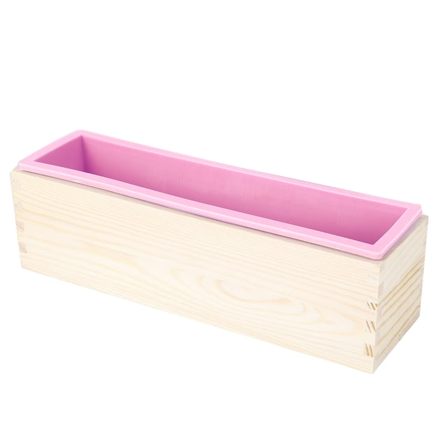 Molde rectangular de silicona para jabón de 900ML, herramienta de bricolaje para hornear pasteles, chocolate helado (rosa)