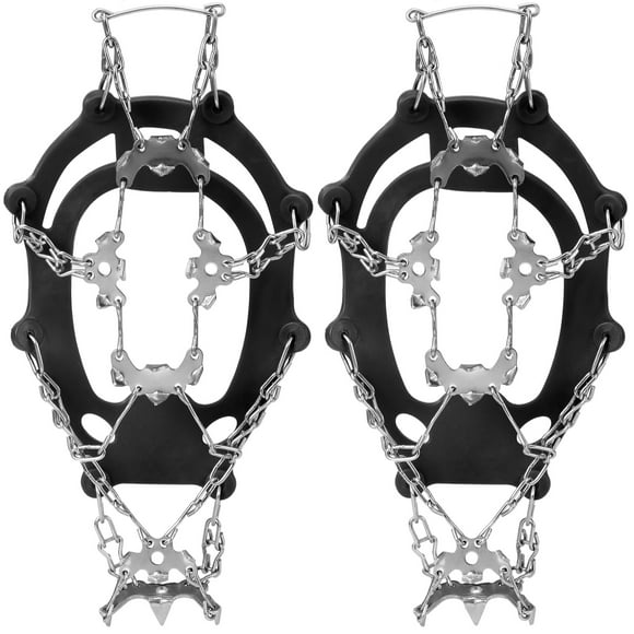 21 Dientes Crampones Acero Inoxidable Antideslizante Tacos De Hielo Bota De Zapato Abanopi Negro