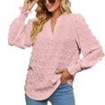 thumbnail image 1 of Camisas de manga larga con cuello en V para mujer, blusas holgadas con diseño de lunares y puños fruncidos a la moda de otoño, Tops rosa XXL, 1 of 6