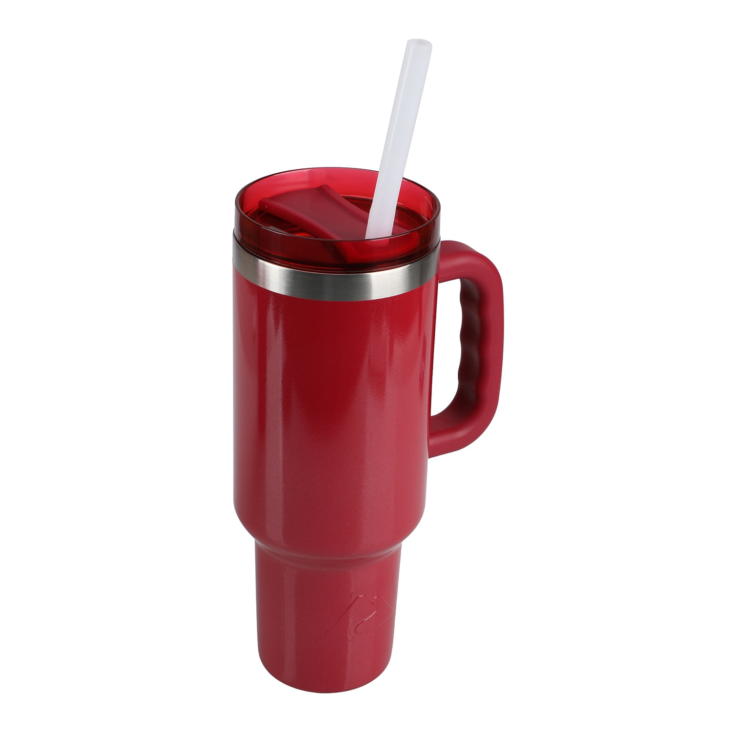 Ozark Trail 40 oz Insulated Tumbler with Straw Lid, Red Shimmer