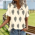 thumbnail image 6 of Button Down Shirt for Women Tropical Palm Leaf Floral Print Collared Neck Short Sleeve Summer Vacation Relaxed Fit Casual Beach Holiday Blouse, 6 of 6