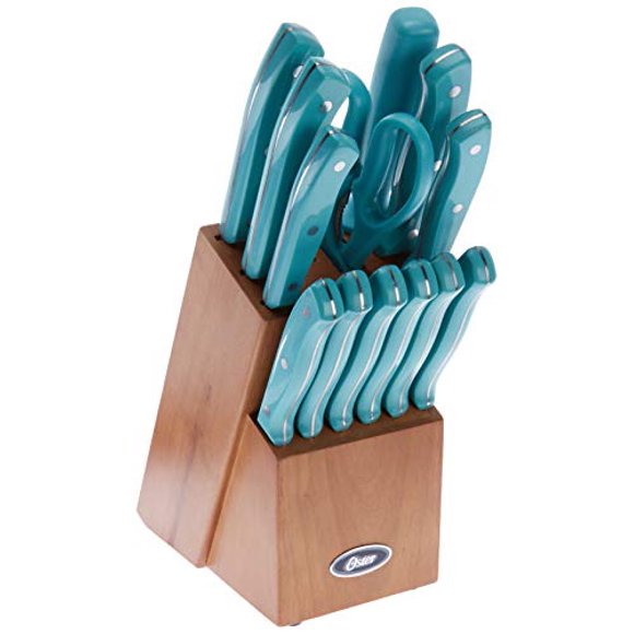 Oster Evansville Ensemble de Couverts 14 Pcs, Acier Inoxydable avec Poignées Turquoise - 81010.14