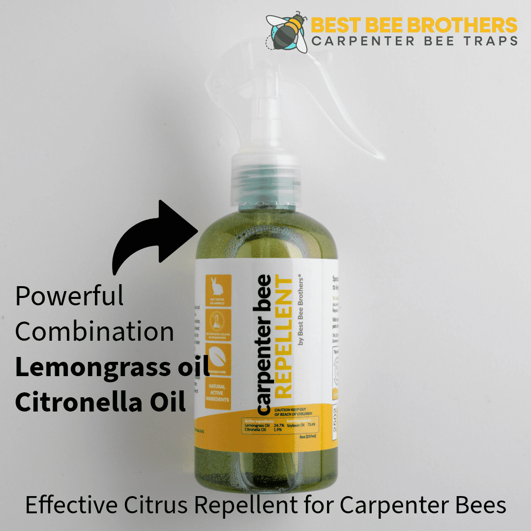 Best Bee Brothers Citrus Carpenter Bee Repellent Spray, Effective Long-Lasting Citrus Spray Made with Essential Oils, 8 Oz. (4 Pack)