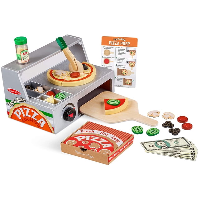 Mostrador para Pizza Melissa & Doug MD-93853 con 34 Accesorios Hecho de Madera Infantil