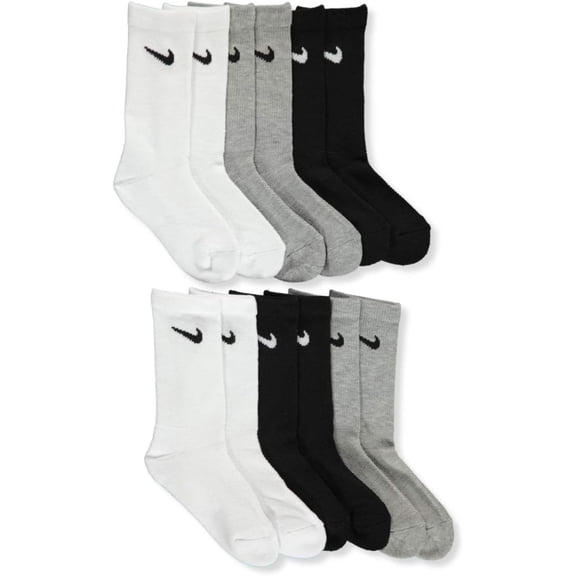 Nike Kid's Nylon Cushioned Crew Socks, Multicolor (6 Pack)