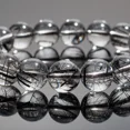 thumbnail image 3 of Flyshop Jewelry Natural Black Rutilated Quartz Crystal Bracelet, Coarse Hair (Bead Dia. 13mm), 3 of 7