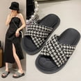 thumbnail image 1 of Zapatilla cruzada para mujer, moda informal, suela gruesa, zapatilla de plataforma para mujer para verano, pata de gallo, negro 39, 1 of 14