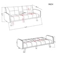 thumbnail image 2 of BSHTI 74.4" Futon Sleeper Sofa Bed with Drop-Down Middle Back & 2 Cup Holders – 3-Position Adjustable Backrest, Linen Upholstery, Chrome Metal Legs, for Home, Office, Guest Room,Purple, 2 of 11