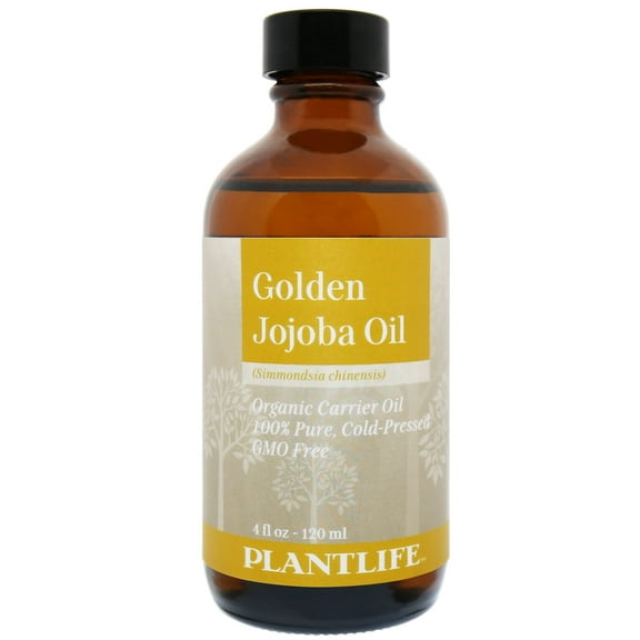 Plantlife Golden Jojoba Carrier Oil - Cold Pressed, Non-GMO, and Gluten Free Carrier Oils - For Skin, Hair, and Personal Care - 4 oz