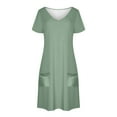 thumbnail image 3 of WRKEKC Summer Casual Dresses for Women, Womens T-Shirt Dresses, Women's Trendy Summer Loose Fitting Dresses Solid Color Short Sleeve V-Neck Casual Dress, 3 of 7