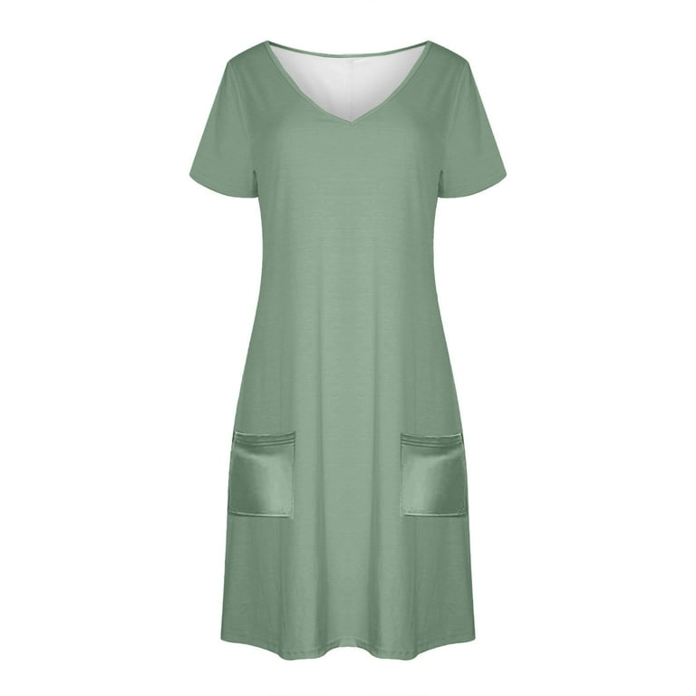 Plus Size Summer Dress for Women Womens Summer Short Sleeve Casual Dresses V-Neck Dress with Pockets Ndbuld,Mint Green M, Women's, Size: Medium Plus Size Summer Dress for Women Womens Summer Short Sleeve Casual Dresses V-Neck Dress with Pockets Ndbuld,Mint Green M, Women's, Size: Medium