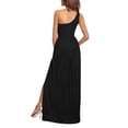 thumbnail image 2 of QLEICOM Summer Dress, Plus Size Casual Dresses, Women Solid Slimming Slit One Shoulder Sleeveless High Waist Long Dress, Beach Dress Sun Dresses Black M, 2 of 5