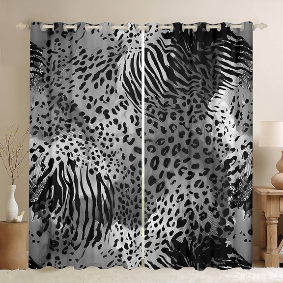 Castle Fairy Leopard Cheetah Print Curtains Pack Of 2 (42X84 Each) for Teen Boys Girls,Abstract Splash Curtains Blackout,Animal Print Bedroom Curtains,Breathable Home Decor