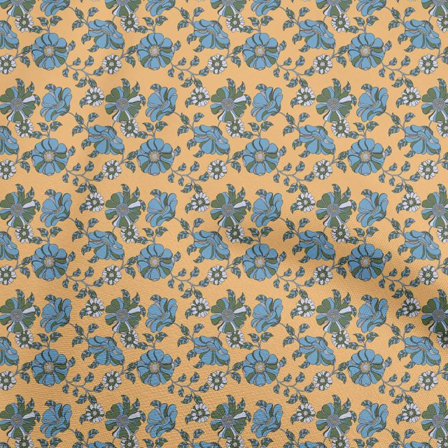 oneOone Viscose Chiffon Yellow Fabric Floral Retro Sewing Craft Projects Fabric Prints By Yard 42 Inch Wide