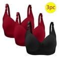 thumbnail image 2 of JIUKE Bras for Women No Underwire Push up Bra Solid Color Seamless Comfy Sleep Bras 3 Pack Black 42/95, 2 of 3