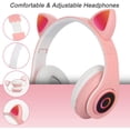 thumbnail image 3 of Auriculares Inalámbricos Bluetooth Auriculares para Niños Auriculares Plegables con Orejas de Gato con Micrófono Estéreo Auriculares Bluetooth para Niños Niña para Teléfonos PC (Rosa), 3 of 5
