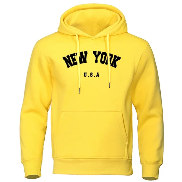 Chandails à Capuchon à Imprimé Lettre NEW YORK, Chandail à Capuche Imprimé Ville U.S.A, Mode Décontractée Y2K pour Hommes, Manches Longues, Chandail à Capuche pour Femmes