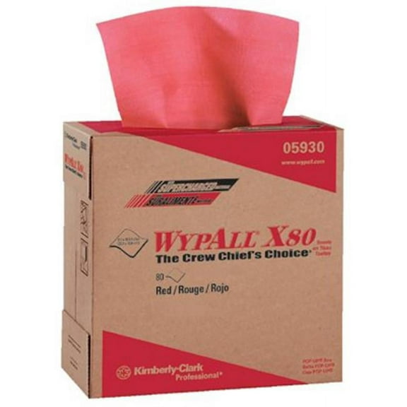 Kimberly-Clark Professional™ Wipers Wypall™ X80 Towels With Pop-Up™ Boxes, Red Hot, 80 Towels Per Box, Case Of 5