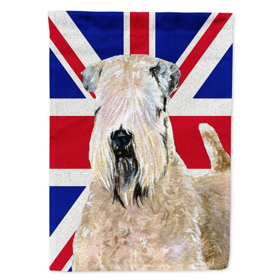 Wheaten Terrier Soft Coated with English Union Jack British Flag House Flag