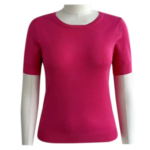Suéter George Talla EG Liso Cuello Redondo Manga Corta Fucsia