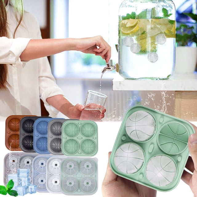 Xihbxyly Bandeja para Cubitos de Hielo, Molde de 4 Agujeros, Fácil Desmoldar, Diseño Compacto, Apto para Uso Alimentario, Ideal para Cocina, 18 X 11,9 X 5,5 Cm