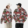 thumbnail image 4 of Kdxio Skull and Roses Print Women Men Sun Protection UPF 50+ Jackets Zip Up Long Sleeve Hoodie Hiking Lightweight with Pockets, 4 of 7