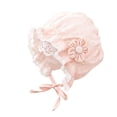 thumbnail image 2 of WNVMWI Baby Sun Hat Infant Girls Lace Bonnet with Chin Tie Summer Newborns Cute Flower Decorations Hats Light Yellow 1-12 Months, 2 of 4