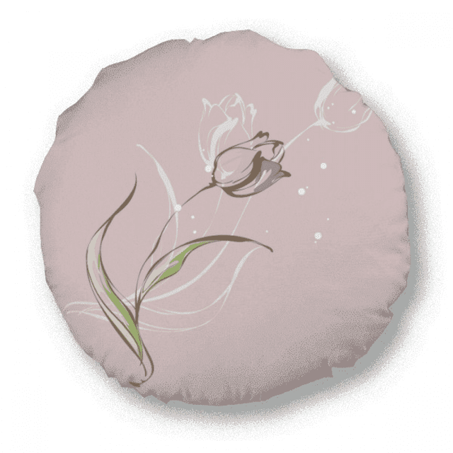 Flower Tulip Hand Painted Round Throw Pillow Home Decoration Cushion