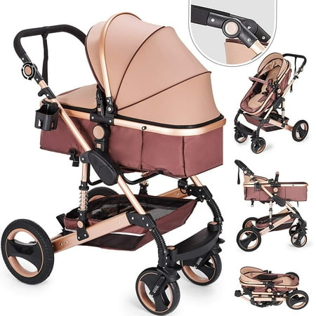 BestEquip 2 in 1 Baby Stroller Baby Carriage Stroller Portable Anti-Shock Springs Infant (The Best Baby Carriage)