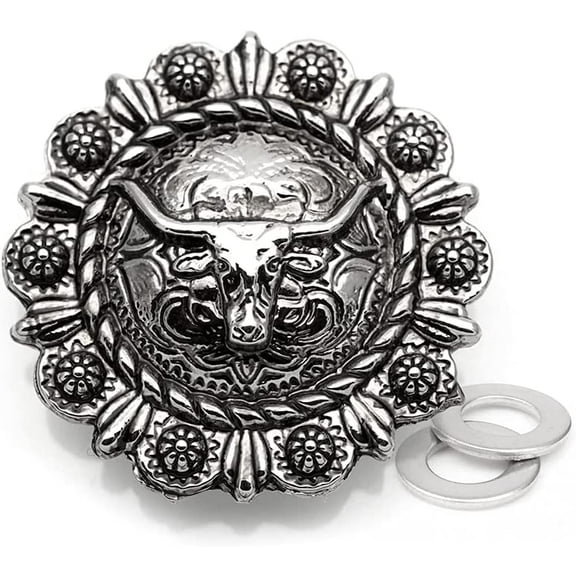 2pcs 1-1/4 Inch Decorative Concho Studs Buffalo Style Screw Back for Leather Projects CHS08 (Antique Silver)