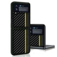 thumbnail image 2 of Dteck Galaxy Z Flip 3 5G 6.7-inch Case,Carbon Fiber Pattern PU Leather Case Hybrid Hard PC Shell Ultra Thin Slim Durable Protective Phone Case Cover for Samsung Galaxy Z Flip 3 5G 2021,Yellow, 2 of 2