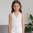 thumbnail image 4 of GiLiling Girls Ribbed Tank Top Summer Sleeveless Crop Top Cute Casual Beach Vacation Camisole (White, 12-18 Months), 4 of 7