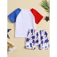thumbnail image 3 of Wassery 4th of July Infant Boys Outfits 6 12 18 24 Months Newborn Baby Boys Independence Day Clothes Letter Print Contrast Color Short Sleeve T-Shirts Lightning Print Shorts 2Pcs Summer Clothing Set, 3 of 9