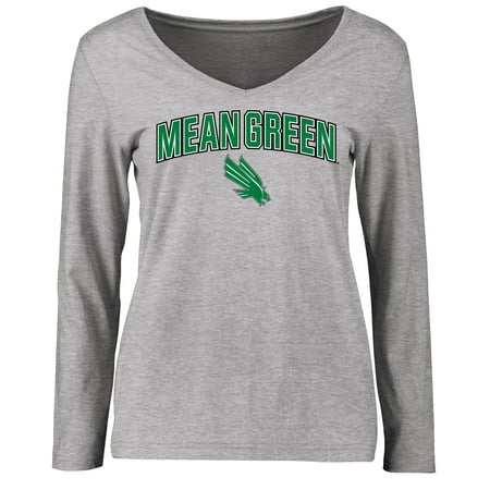 North Texas Mean Green Women's Proud Mascot Long Sleeve T-Shirt - Ash