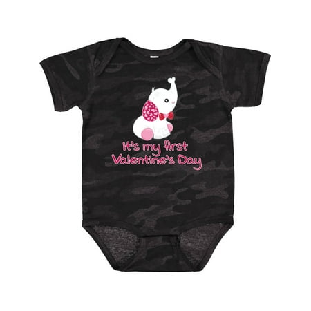 

Inktastic Valentine s Day Pink & White Elephant with Red Bowtie Gift Baby Boy or Baby Girl Bodysuit