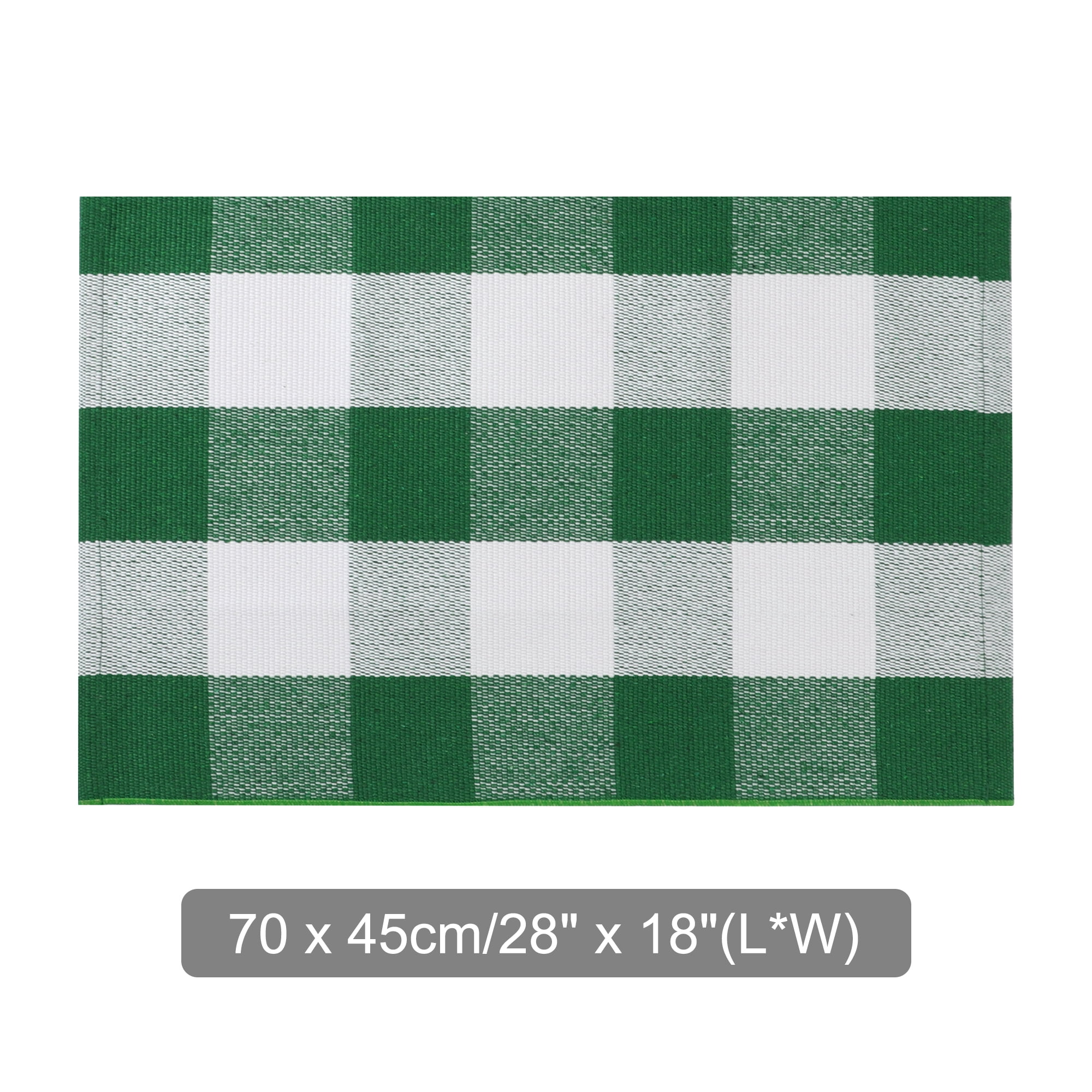 Unique Bargains Cotton Woven Checkered Area Floor Rug Carpet Mat Green & White 28"x18"