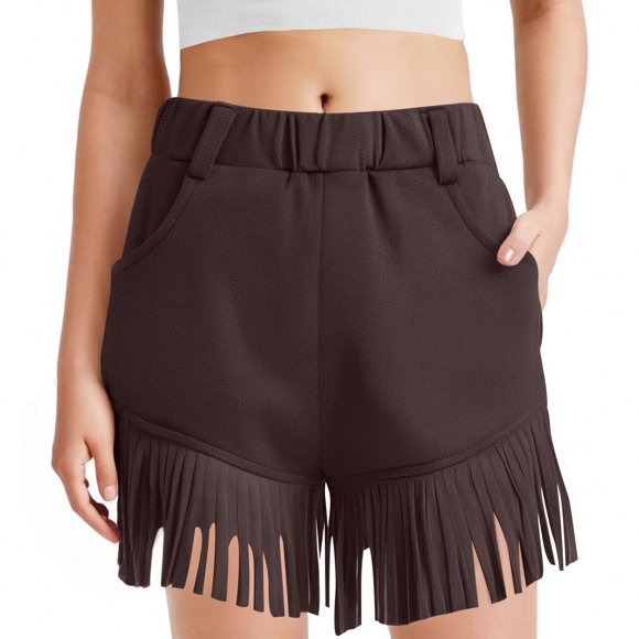 YUTK Trouser Shorts Clearance Sale Fashion Solid Color Girls and Boys Casual Solid Color Artificial Leather Outdoor Jacket Shorts Coffee 7 Years