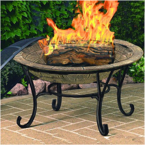 CobraCo Round Cast Iron Brick Finish Fire Pit Bowl