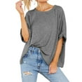 thumbnail image 2 of Langwyqu Summer Fashion Women Short Sleeve Female Solid Casual Loose Shirt, 2 of 5