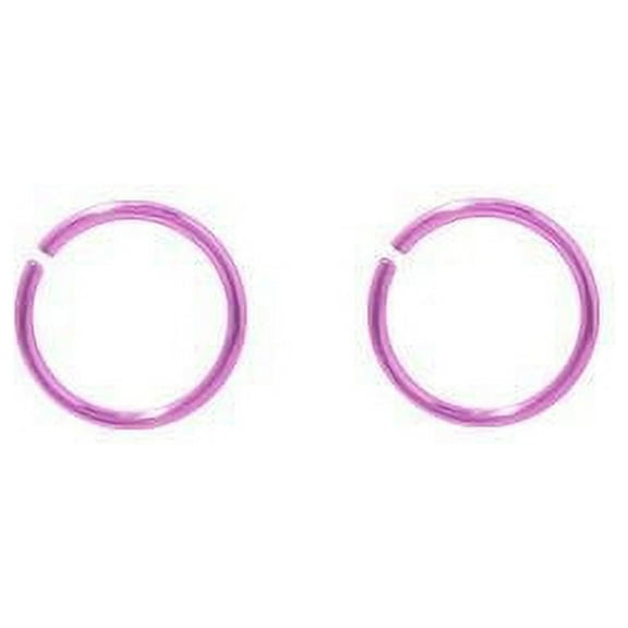 Pair of Pink Hoops Seamless Rings for Cartilage, Nose and Lips 18G 5/16 6MM