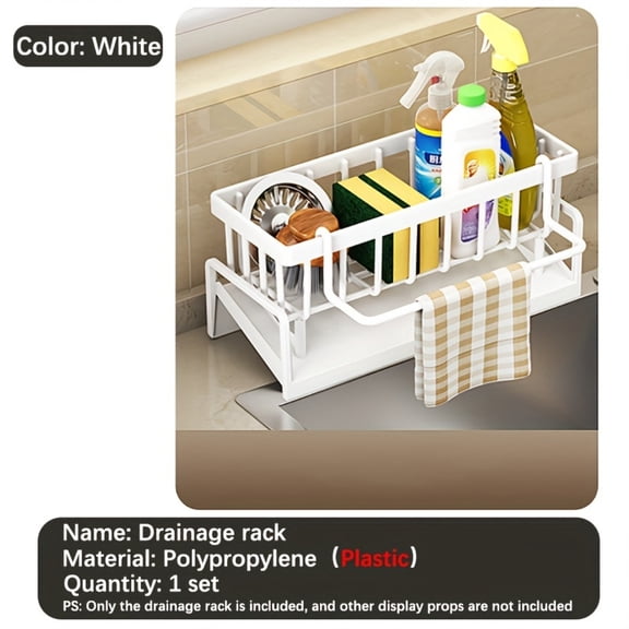 1pc Sponge Rack for Kitchen Sink, Kitchen Sink Box with Tall Brush Rack, Rust-Proof Kitchen Sink Organizer Dishwashing Sponge Storage Box with Dividers