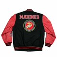 thumbnail image 2 of JWM Military Mens Leather Polyester Embroidered Varsity Jacket (Marines / Black-Red, Medium), 2 of 2