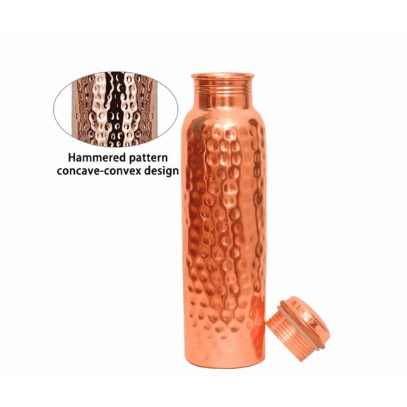800ml Hand Polished Pure Copper Water Bottle Leak Proof Sealed Ayurvedic Copper Drinking Bottle Portable Large Capacity Water Flask for Yoga Office Outdoor Travel