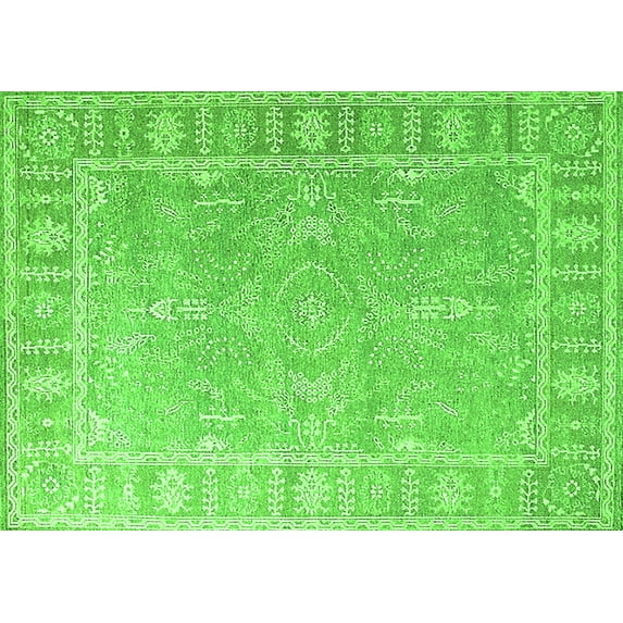 Ahgly Company Indoor Rectangle Oriental Green Industrial Area Rugs, 7' x 9'