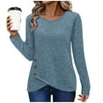 thumbnail image 2 of Tunic Sweaters for Women Long Sleeve Shirts Crew Neck Tops with Buttons Fall Fashion Outfits Winter Clothing, 2 of 9